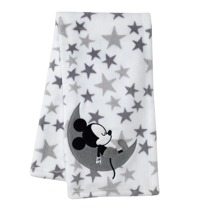 Disney Baby Mickey Mouse White/Gray Celestial Fleece Blanket by Lambs & Ivy Image