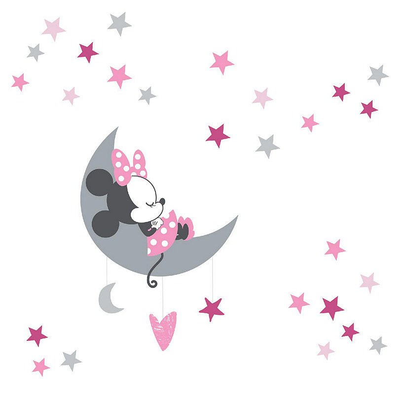 Disney Baby Minnie Mouse Pink/Gray Celestial Wall Decals by Lambs & Ivy Image
