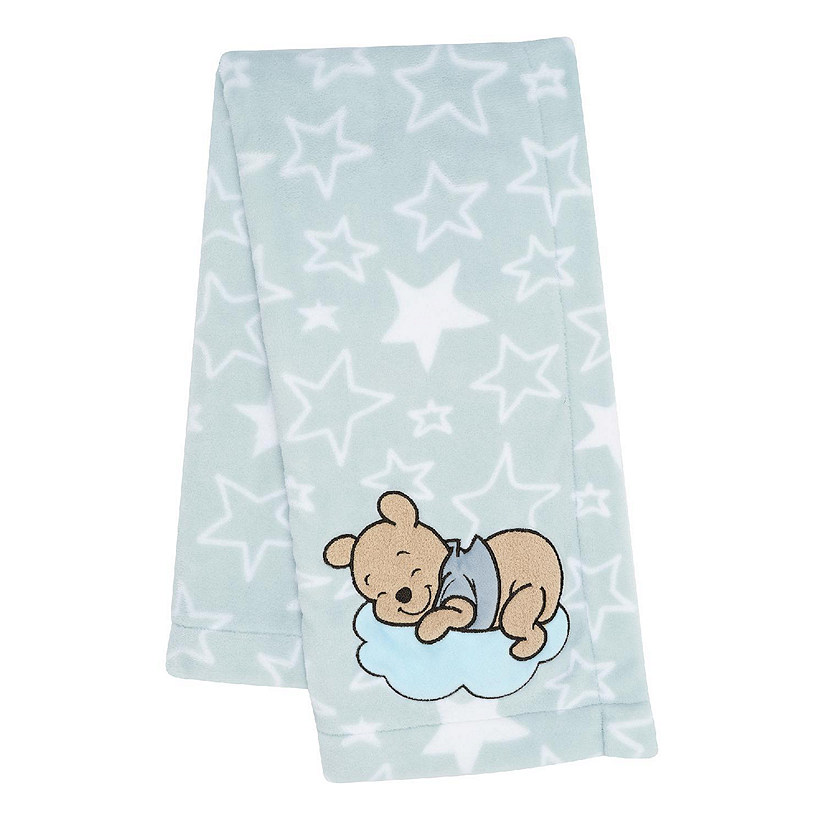 Disney Baby Starlight Pooh Blue and White Soft Fleece Baby Blanket Image