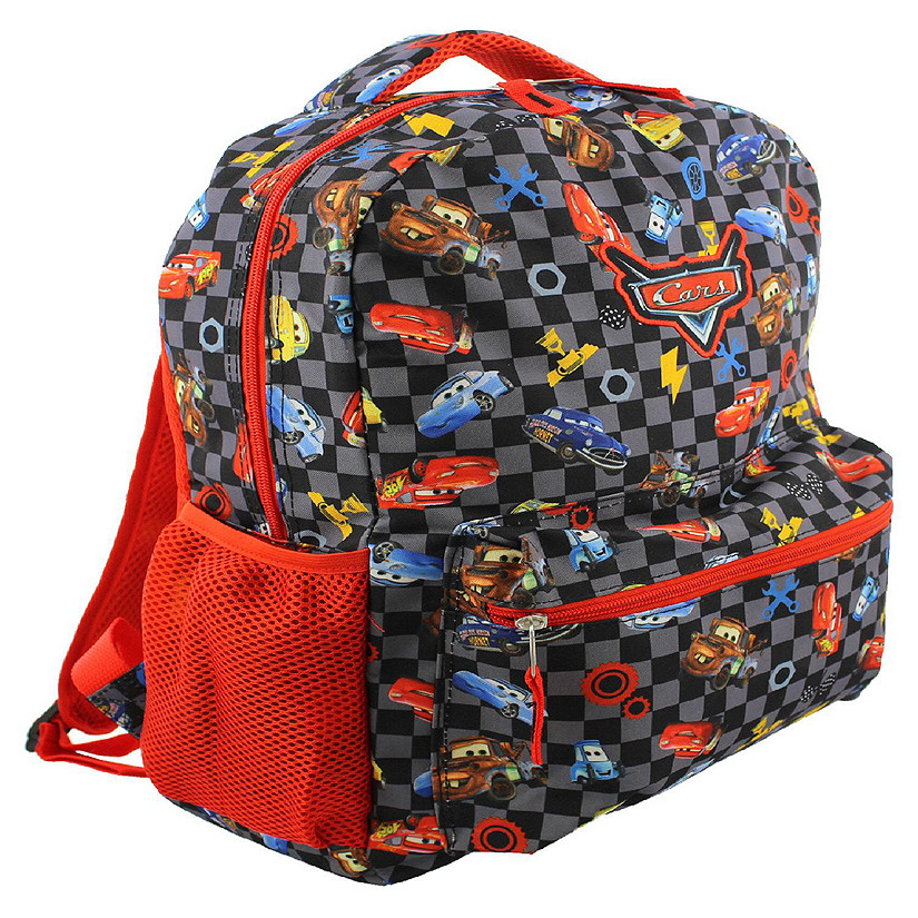 Disney Cars Boy's Girl's 16 Inch School Backpack Bag Lightning McQueen Mater (One Size, Black/Red) Image