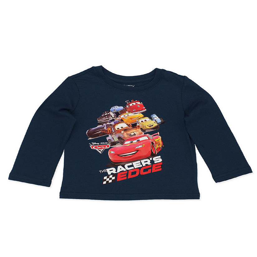 Disney Cars Lightning McQueen Toddler Long Sleeve T-Shirt Tee (4T, Navy) Image