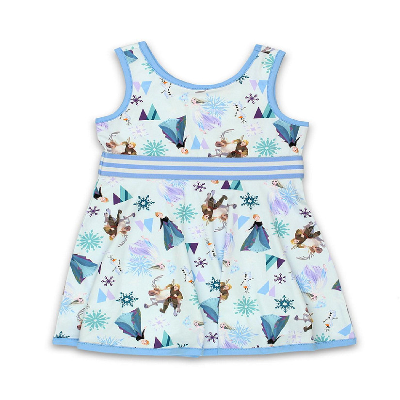 Disney Frozen Toddler Girls Fit and Flare Ultra Soft Dress (2T, Blue) Image