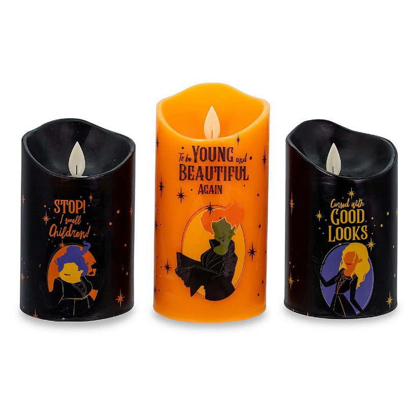 Disney Hocus Pocus LED Flickering Flameless Candles With Timers  Set of 3 Image