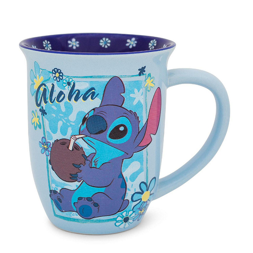 Disney Lilo & Stitch "Aloha" Wide Rim Ceramic Latte Mug  Holds 16 Ounces Image