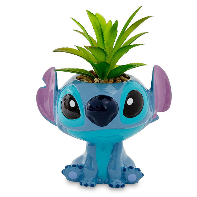 Disney Lilo & Stitch Full Body 5-Inch Ceramic Planter with Artificial Succulent Image