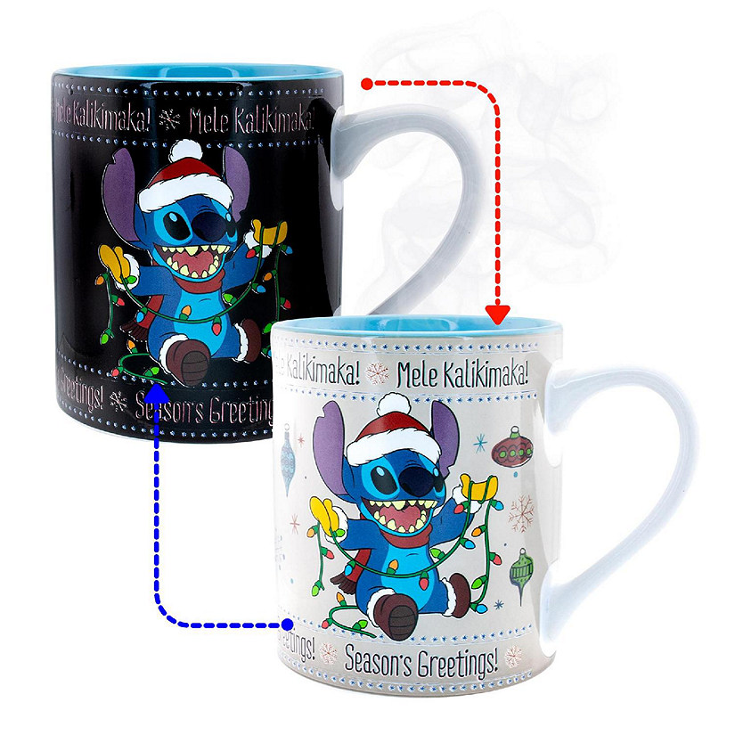 Disney Lilo & Stitch Holiday Sweater Heat-Reveal Ceramic Mug  Holds 14 Ounces Image