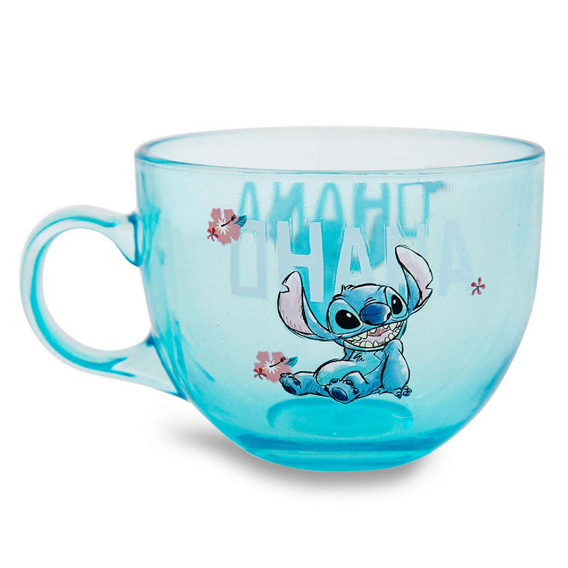 Disney Lilo & Stitch Ohana Glass Coffee Mug  Holds 16 Ounces Image