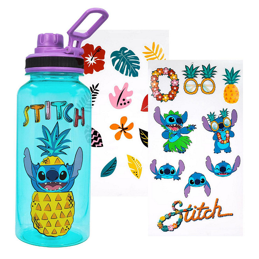 Disney Lilo & Stitch Pineapple 32-Ounce Twist Spout Water Bottle And Sticker Set Image