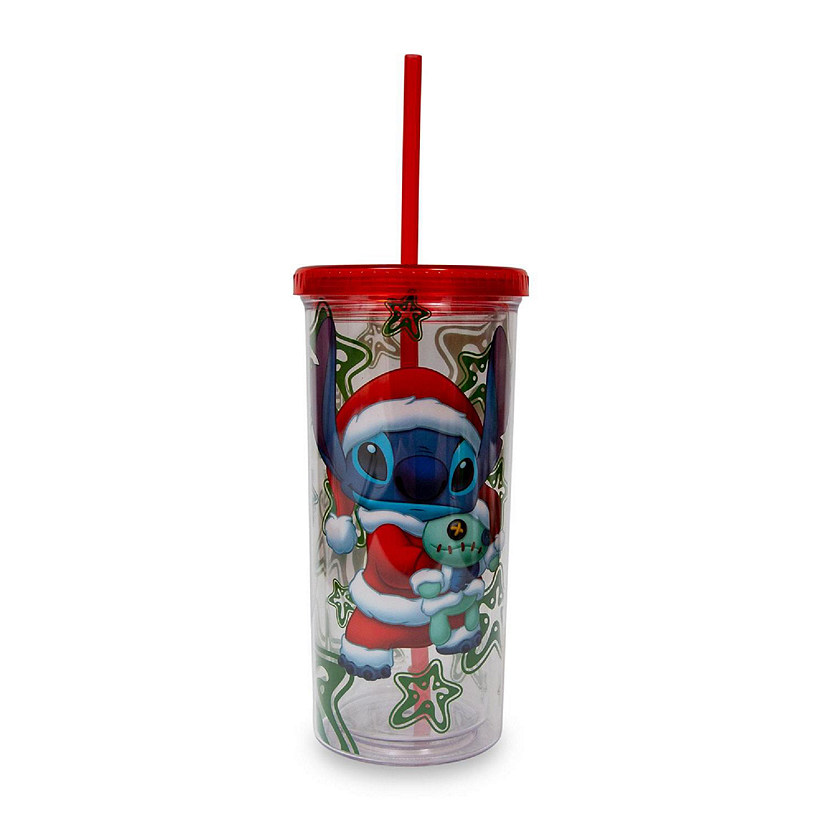 Disney Lilo & Stitch Santa Outfit Carnival Cup With Lid And Straw  Holds 20 Ounces Image