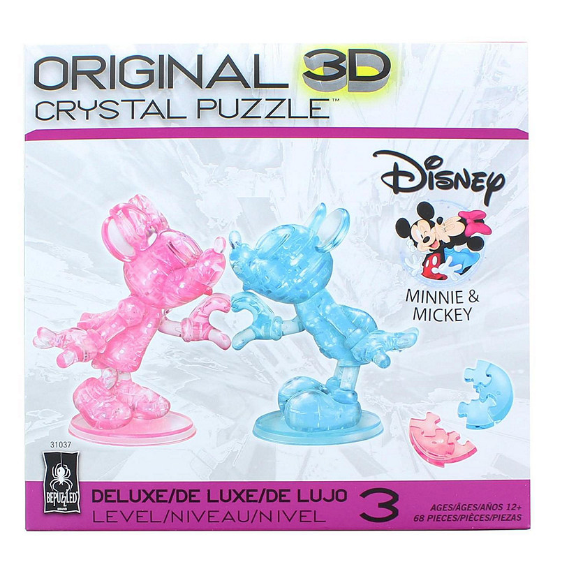 Disney Mickey & Minnie Mouse Heart Hands 68 Piece 3D Crystal Jigsaw Puzzle Image