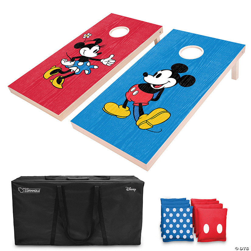 Disney Mickey & Minnie Regulation Size Cornhole Set by GoSports - Includes 8 Bean Bags and Portable Carrying Case Image