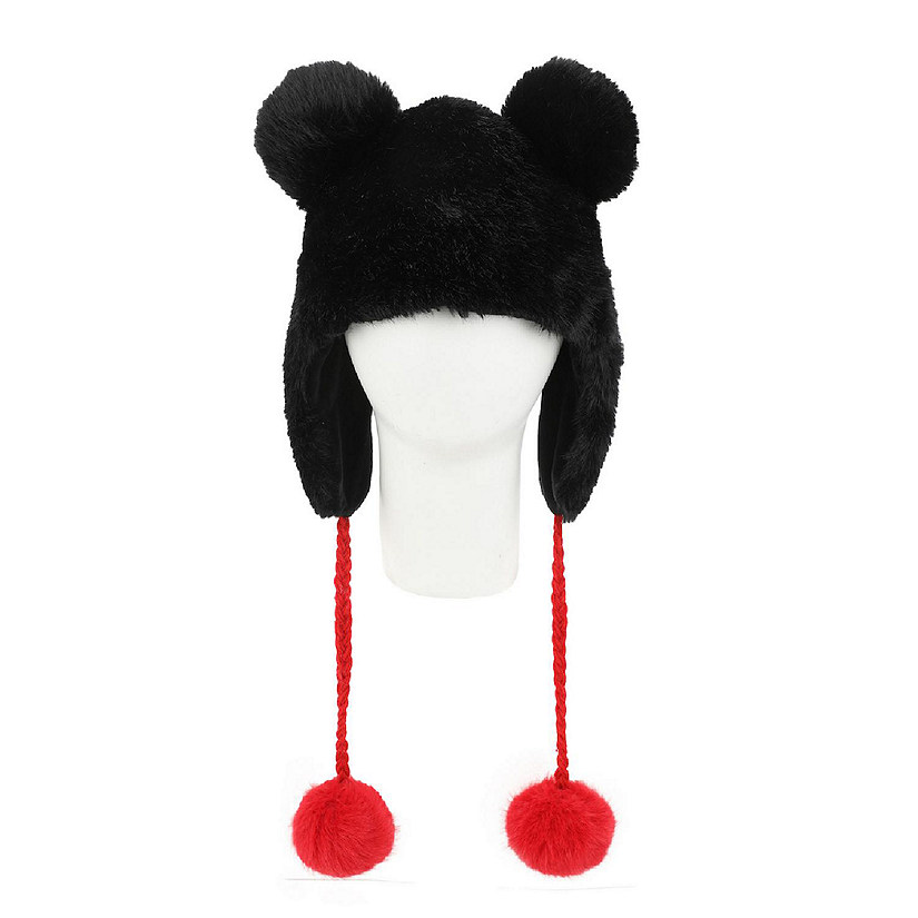 Disney Mickey Mouse-Inspired Black Plush Laplander Beanie Image