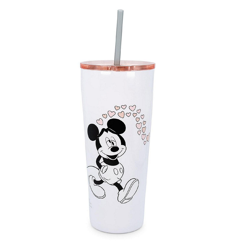 Disney Minnie and Mickey Kiss Hearts 22 Ounce Stainless Steel Tumbler Image