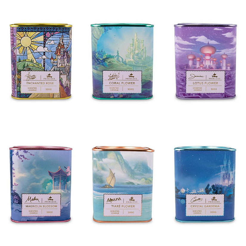 Disney Princess Home Collection 10.5oz Tea Tin Candle Set of 6 Image