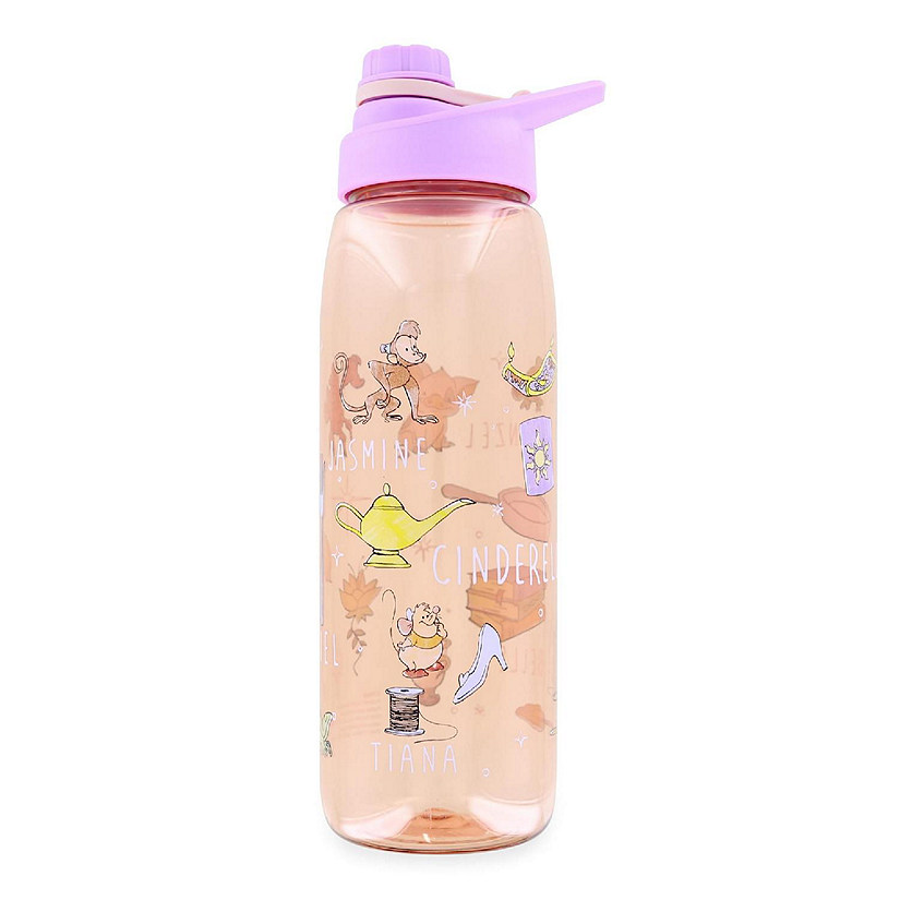 Disney Princess Icons Water Bottle With Screw-Top Lid Holds 28 Ounces