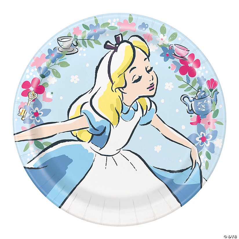 Disney&#8217;s Alice in Wonderland Pastel Floral Paper Dinner Plates - 8 Ct. Image