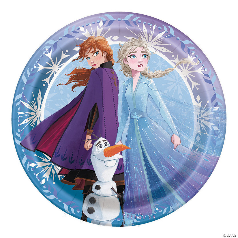Disney&#8217;s Frozen II Party Elsa, Anna, Olaf Paper Dessert Plates - 8 Ct. Image
