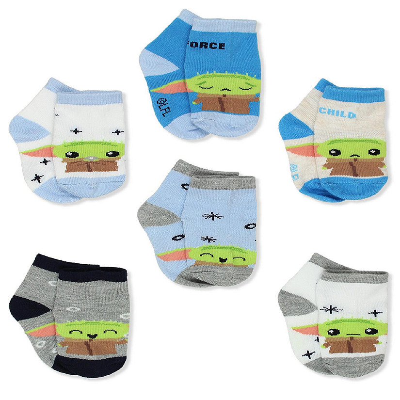 Disney Star Wars Mandalorian Baby Yoda Infant 6 Pack Quarter Socks (18-24 Months, Blue) Image