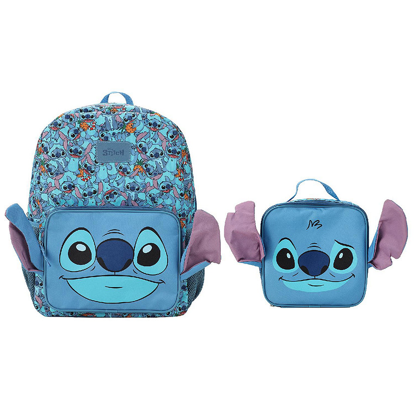 Disney Stitch Character Print 16" Backpack &amp; Lunch Kit Value Set Image