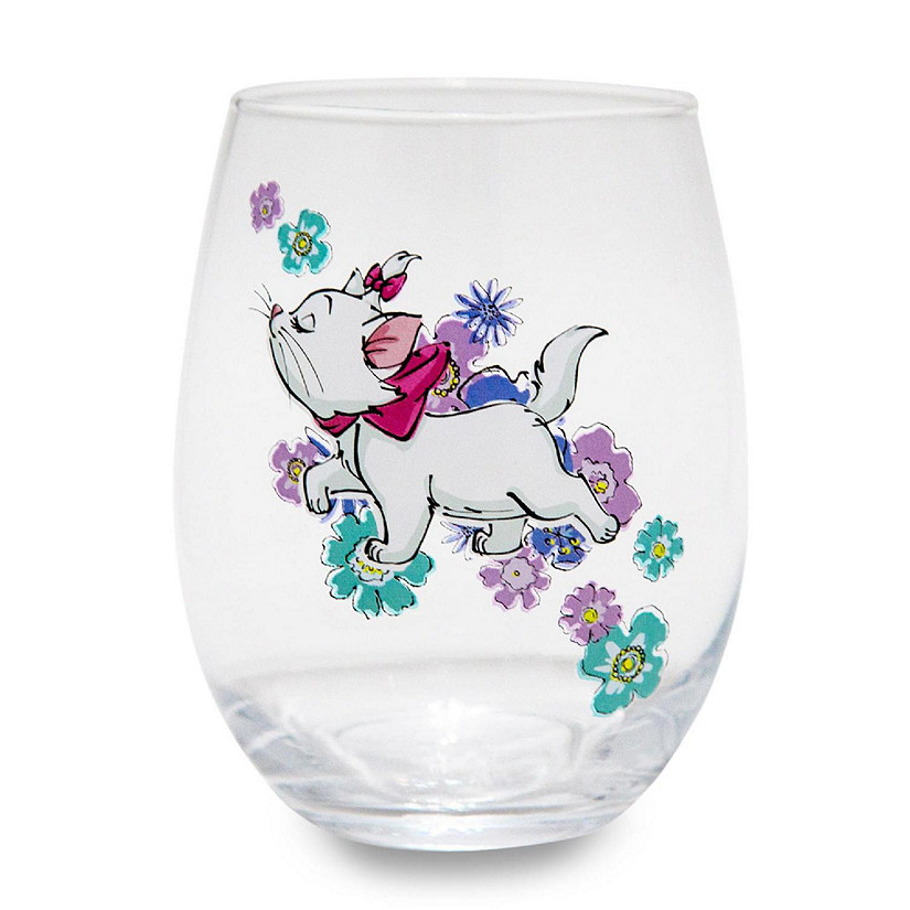 Disney The Aristocats Marie Walking Teardrop Stemless Wine Glass  Holds 20 Ounces Image