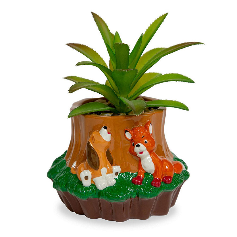 Disney The Fox and the Hound 4-Inch Mini Planter With Artificial Succulent Image