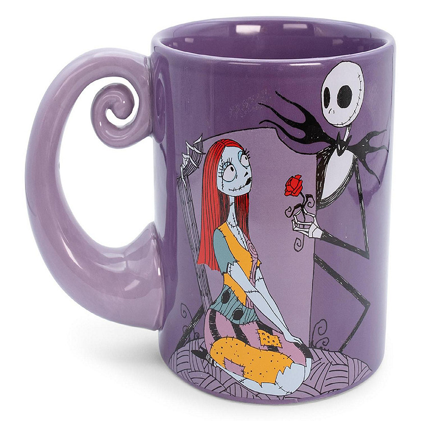 Mug Céramique 325ml + Dessous De Verre Bois - Motif Jack Et Sally (Noël) - Lavable Micro-ondes Et Lave-vaisselle