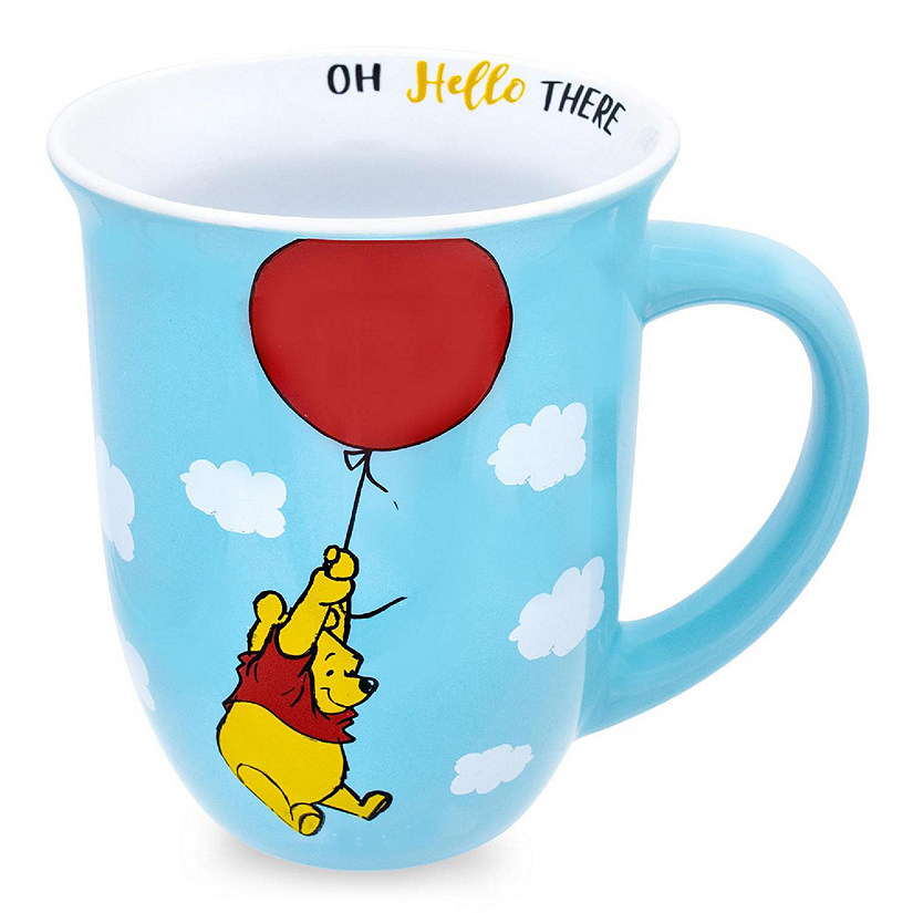 Disney Winnie The Pooh Balloon Float Wide Rim Ceramic Mug  Holds 16 Ounces Image
