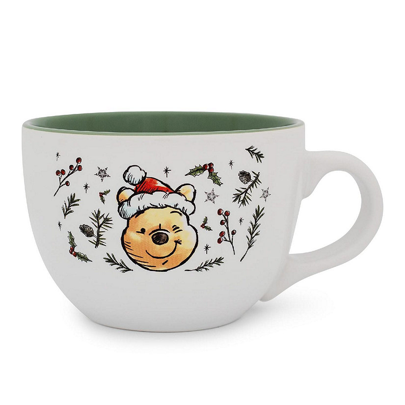 Disney Winnie the Pooh Holly Holidays Ceramic Soup Mug  Holds 24 Ounces Image