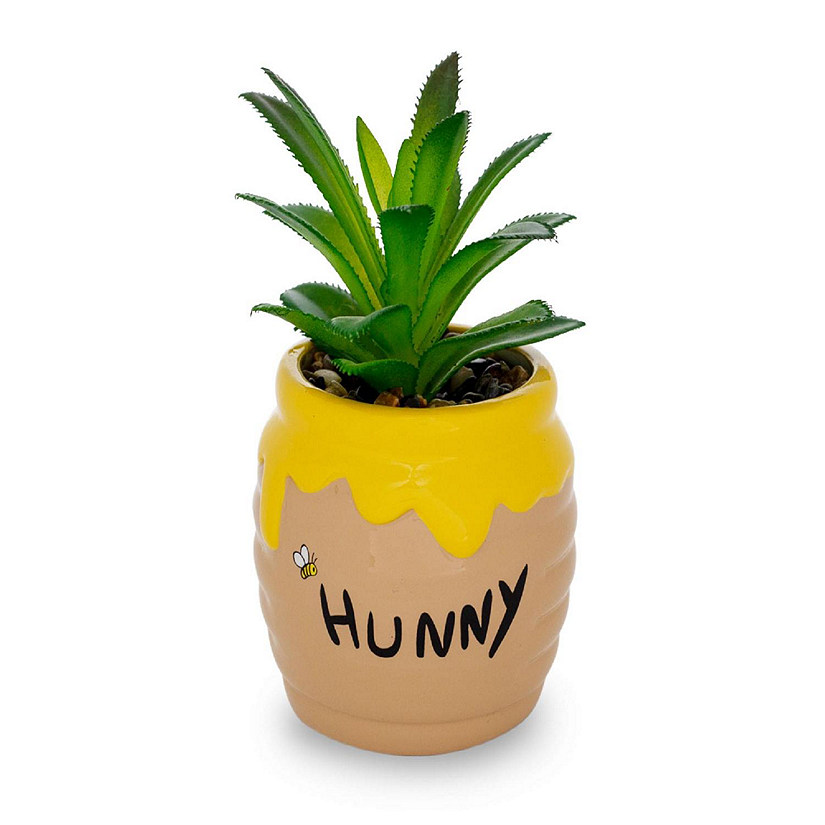 Disney Winnie The Pooh Hunny Pot Ceramic Mini Planter with Artificial Succulent Image