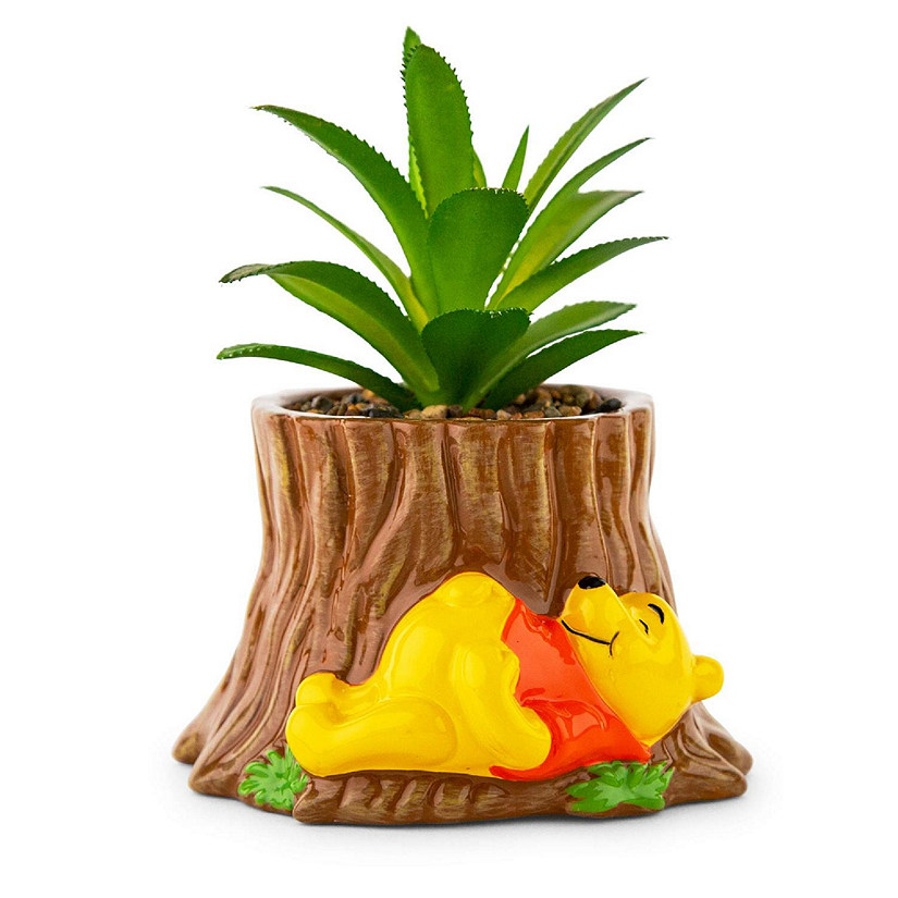 Disney Winnie the Pooh Tree Stump 5-Inch Planter With Artificial Succulent Image