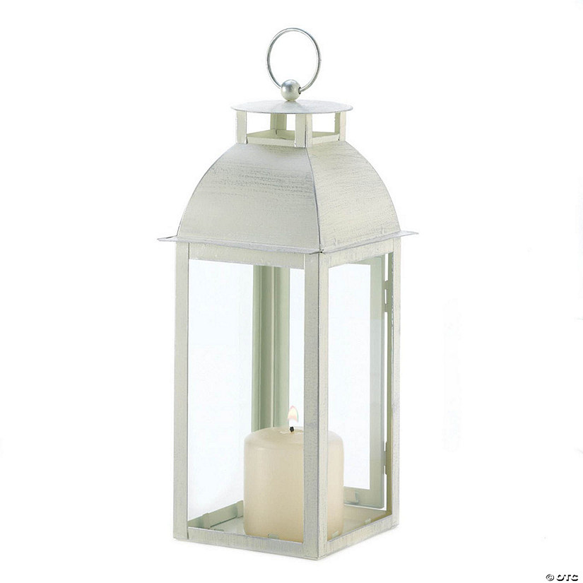 Distressed Ivory Candle Lantern 12.5" Image