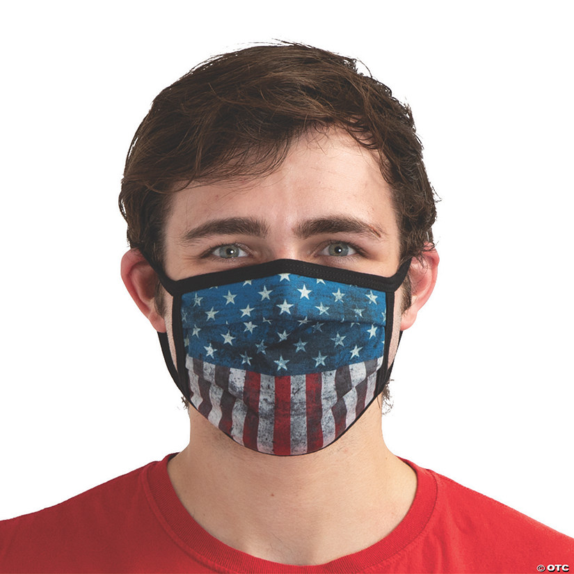 Distressed Patriotic Washable Face Mask Image