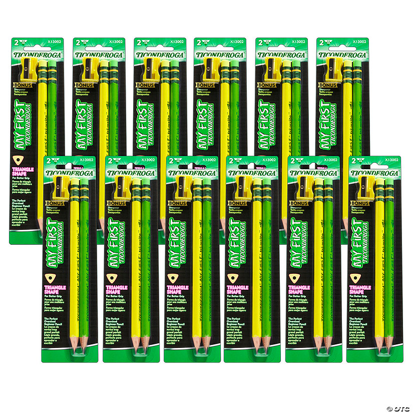Dixon Ticonderoga My First&#174; Tri-Write&#8482; Wood-Cased Pencils, Neon Assorted, 2 Per Pack, 12 Packs Image