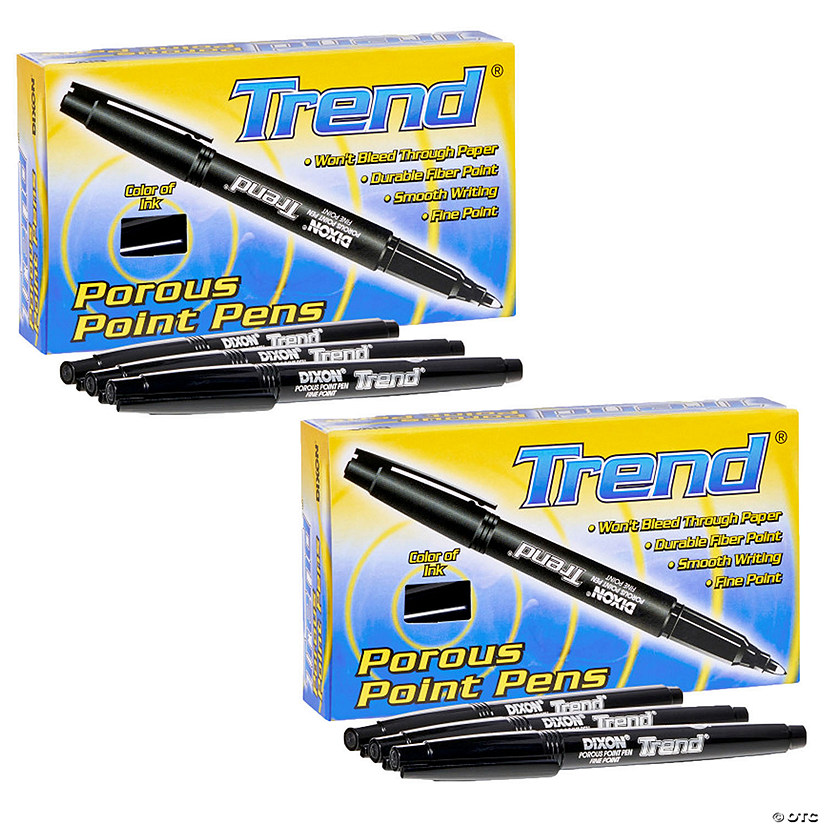 Dixon Ticonderoga Trend Porous Point Pens, Black, 12 Per Pack, 2 Packs Image