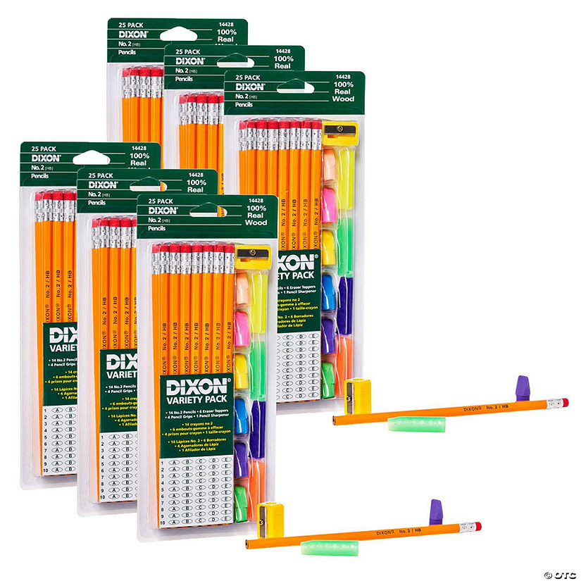 Dixon Variety Pack, #2 Pencils, Erasers, Pencil Grips Set, 6 Sets Image