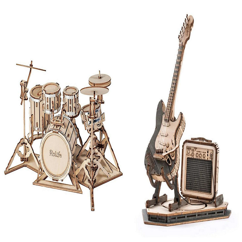 DIY 3D Puzzle 2 Pack Drum Kit and Electric Guitar Image