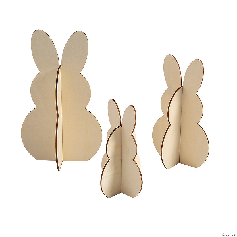 DIY 3D Unfinished Wood Bunny Stand-Ups - 3 Pc. Image