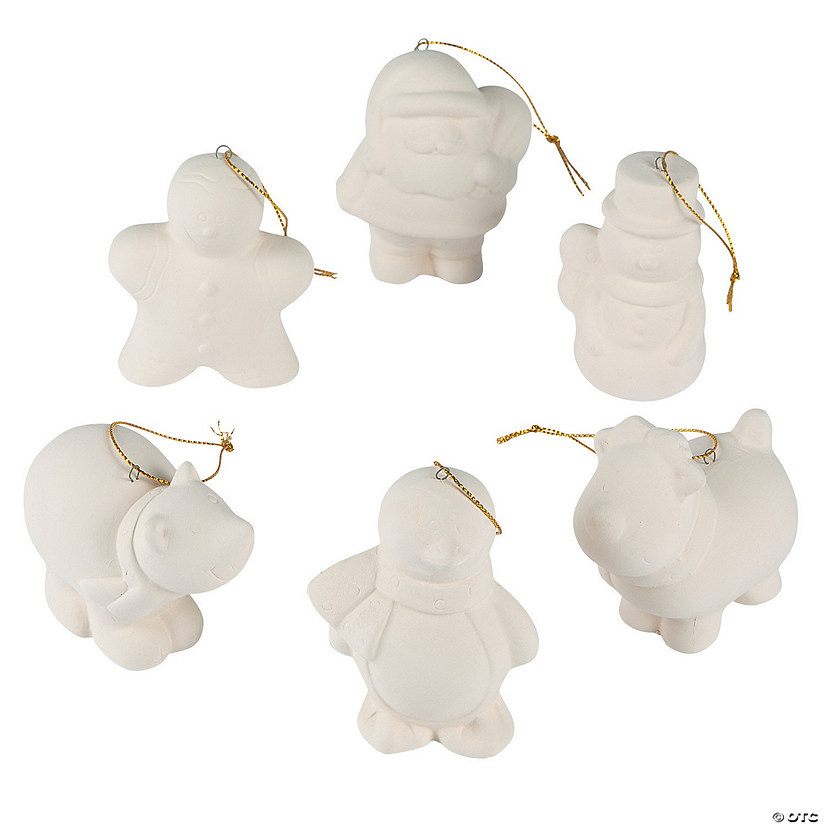 DIY Ceramic Holiday Character Christmas Ornaments - 12 Pc. Image