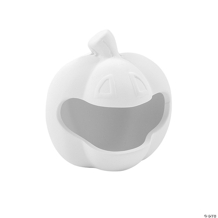 DIY Ceramic Open Mouth Pumpkin Tea Light Holders - 12 Pc. Image