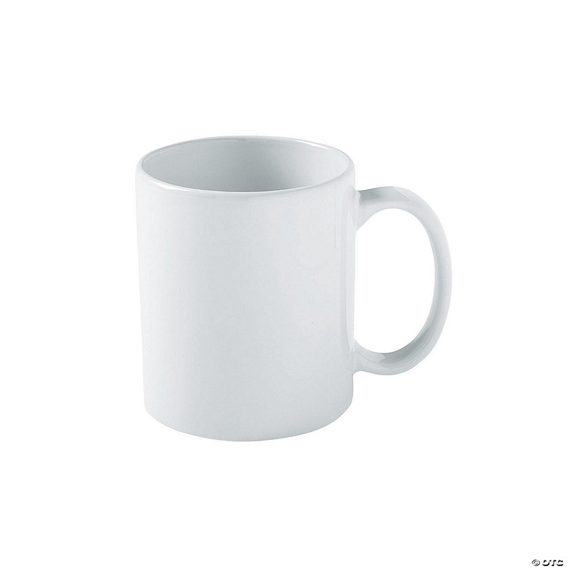 DIY Ceramic White Coffee Mugs - 4 Pc. Image