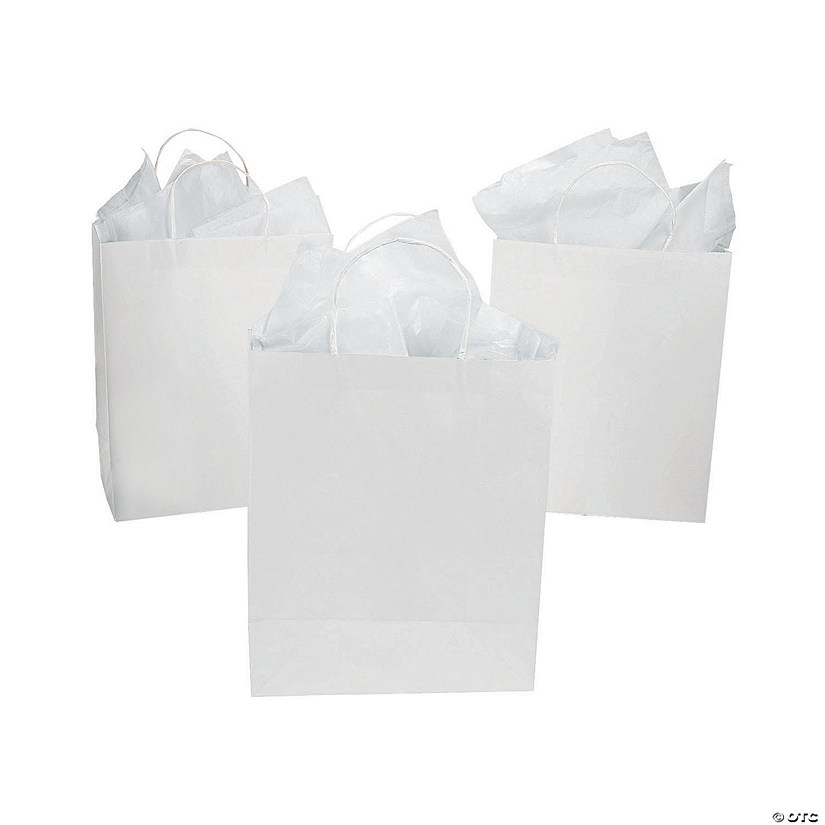 DIY Large White Gift Bags - 12 Pc. Image