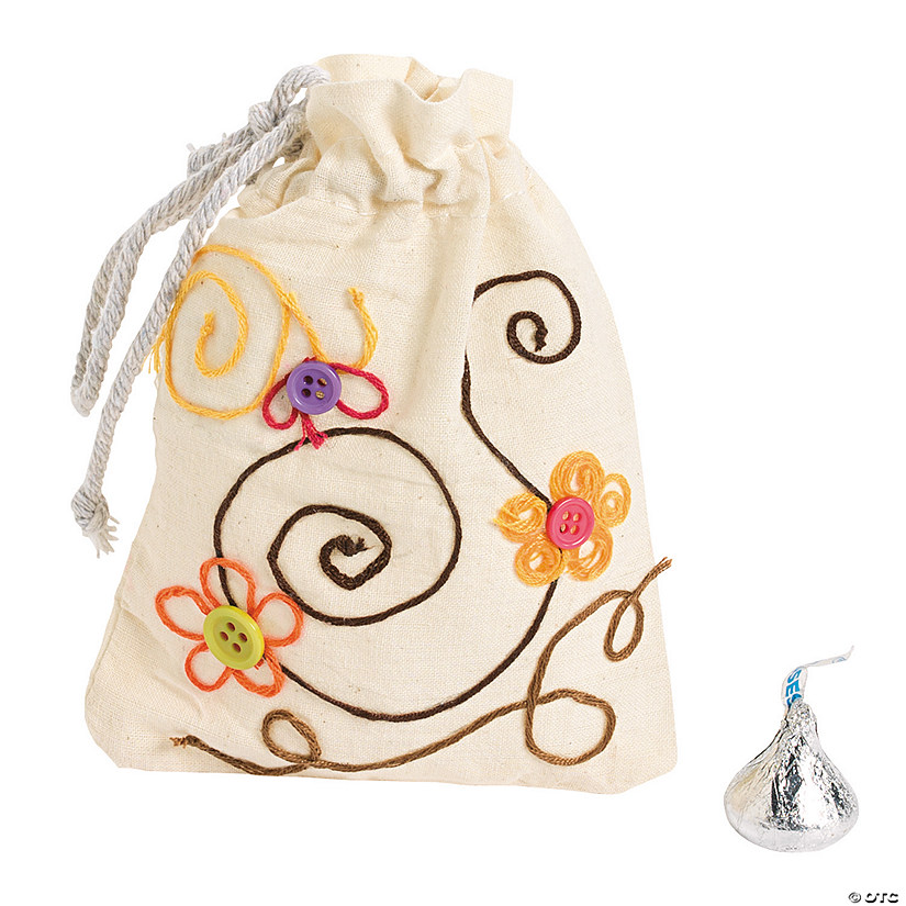 DIY Mini Canvas Drawstring Bags - 48 Pc. Image