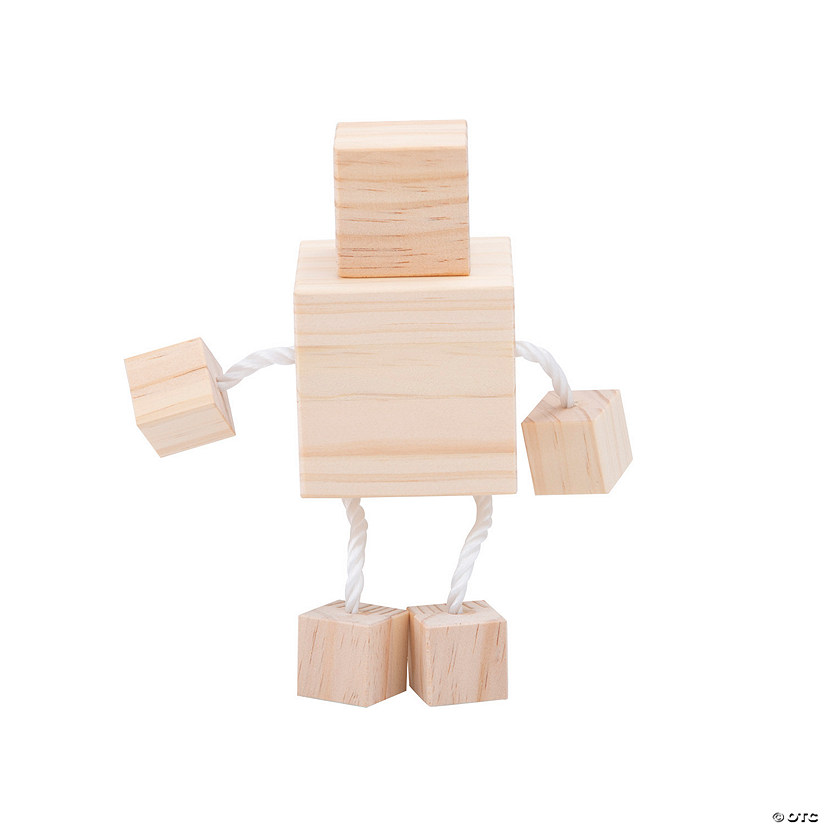 DIY Unfinished Wood Block Robots - 3 Pc. Image