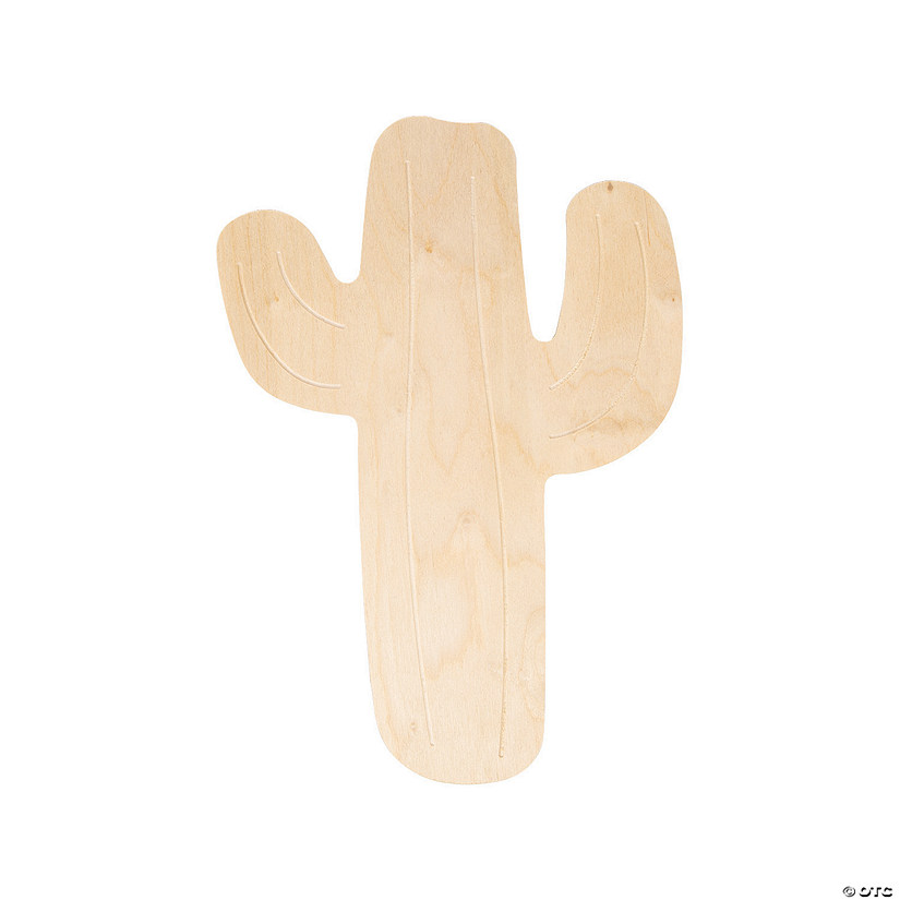 DIY Unfinished Wood Cactus Shape Image