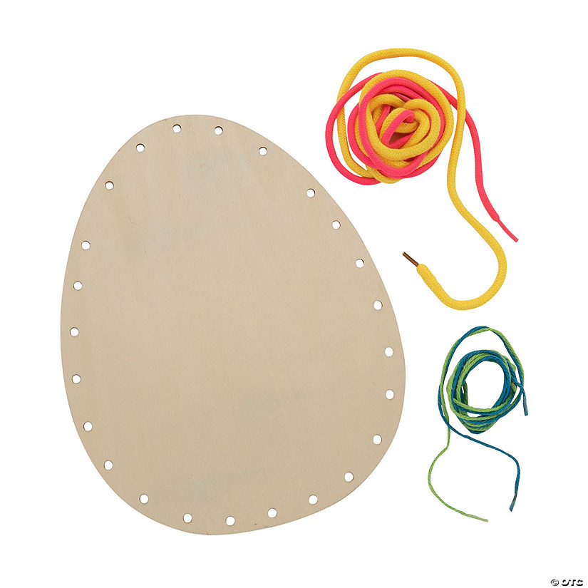 DIY Unfinished Wood Easter Egg Lacing Craft Kit &#8211; Makes 6 Image