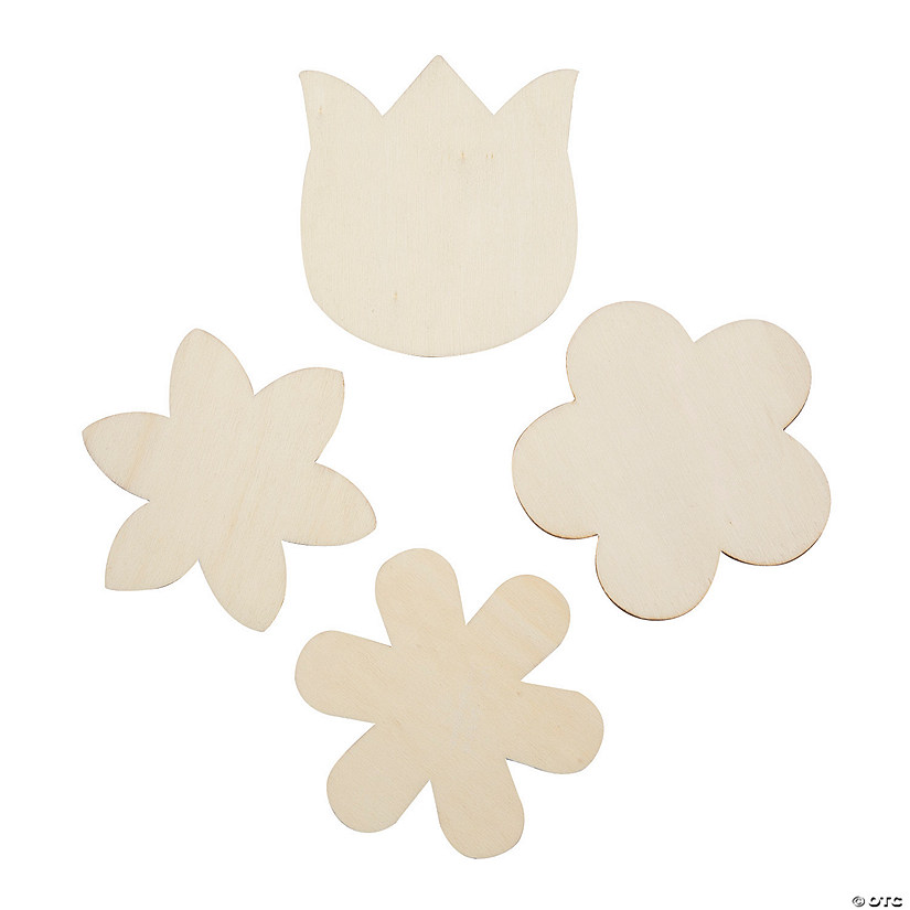 DIY Unfinished Wood Flowers with Magnets - 24 Pc. Image