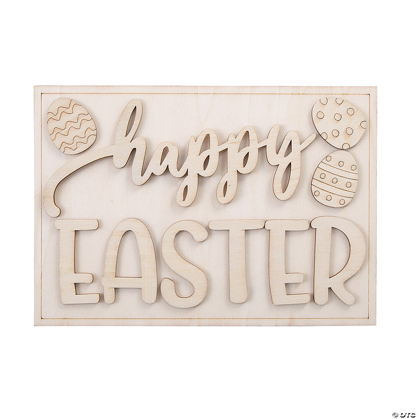 DIY Unfinished Wood Happy Easter Signs - 3 Pc. Image