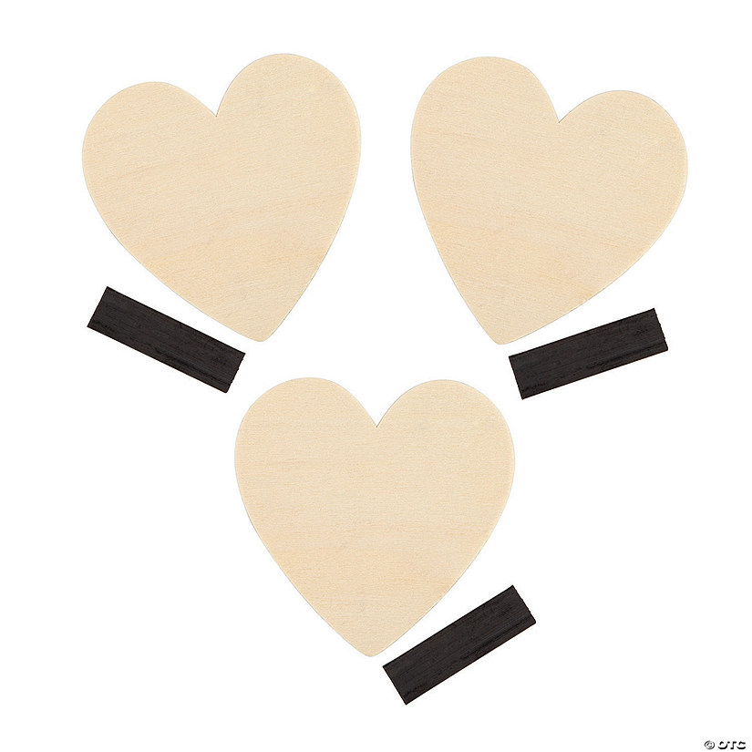 DIY Unfinished Wood Hearts with Magnets - 24 Pc. Image