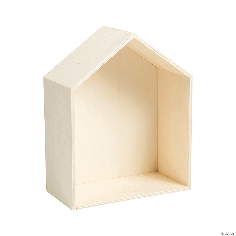 DIY Unfinished Wood House-Shaped Shadow Box Image