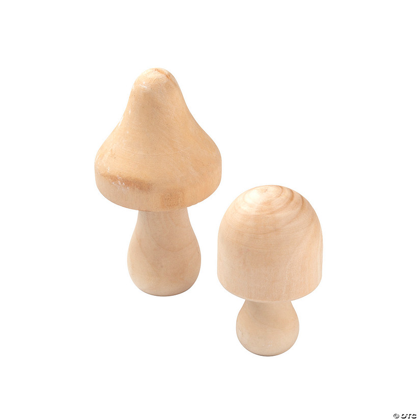 DIY Unfinished Wood Mushrooms 12 Pc. Oriental Trading